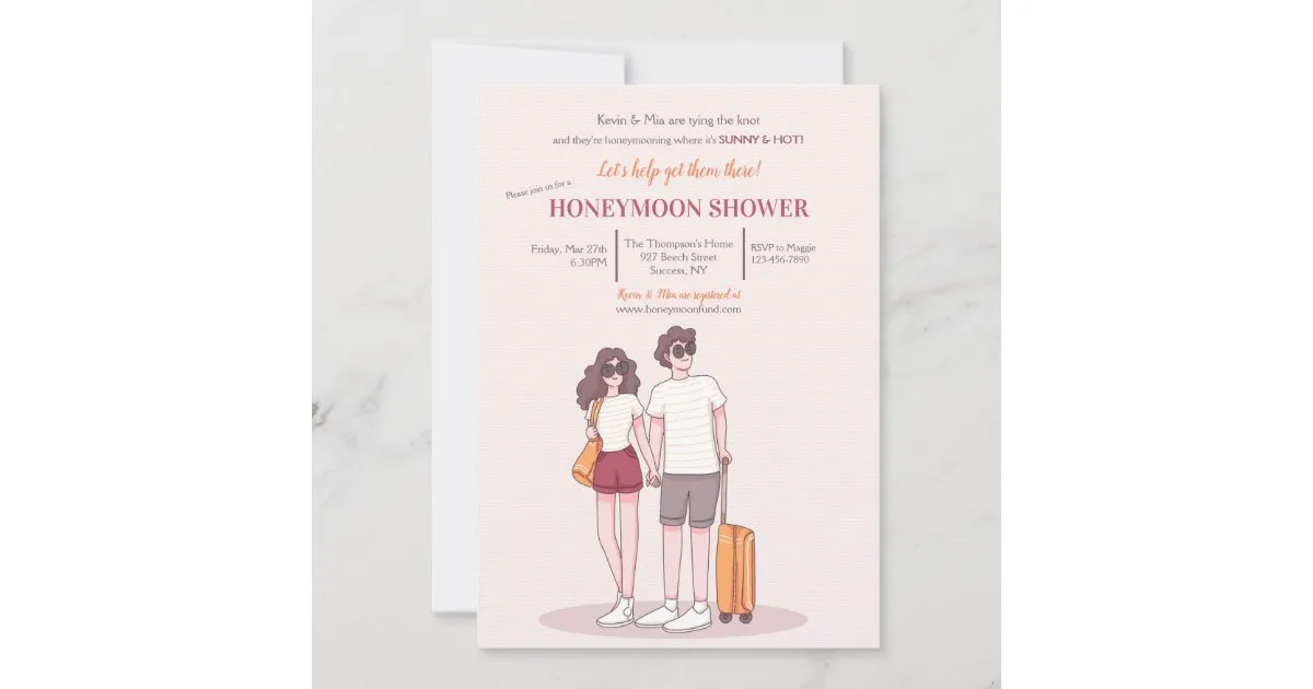 9838 honeymoon shower invitations theme
